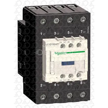 Relay Contactor, TeSys D Series, 4PST-NO, 4P, 80 A at 440 VAC